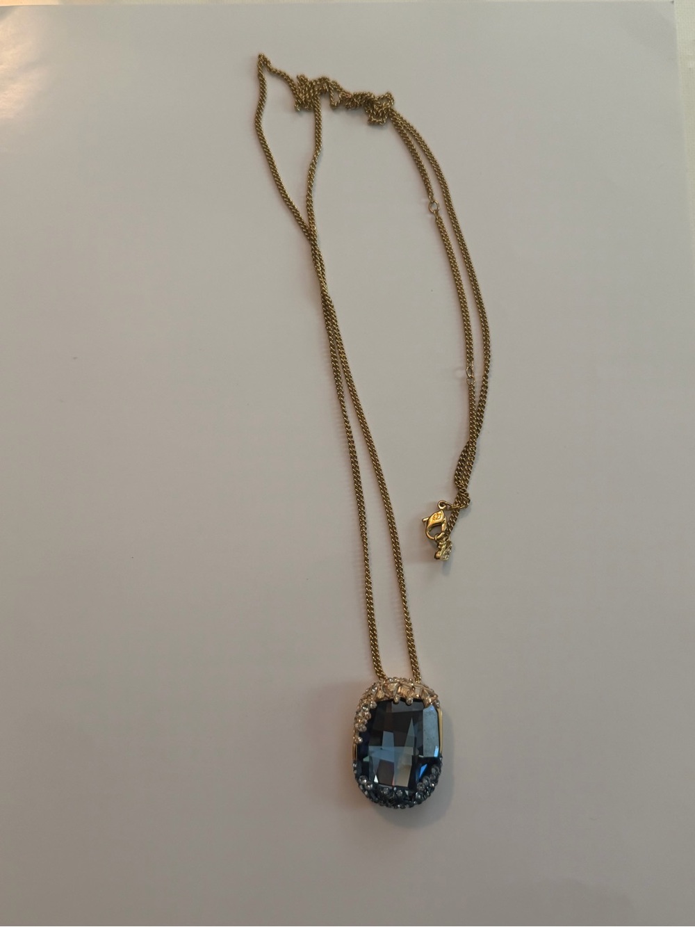 Swarovski Gold-Tone Necklace with Deep Blue Crystal Pendant
